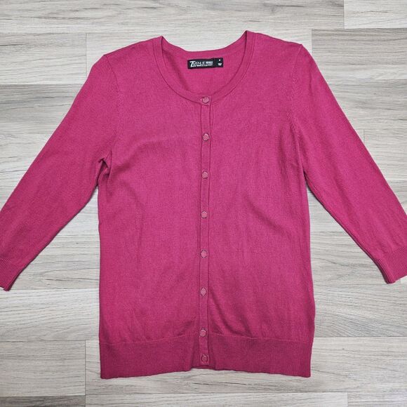 New York & Company Womens Dark Pink Button Cardigan Medium 7th Avenue Design... - Picture 1 of 7